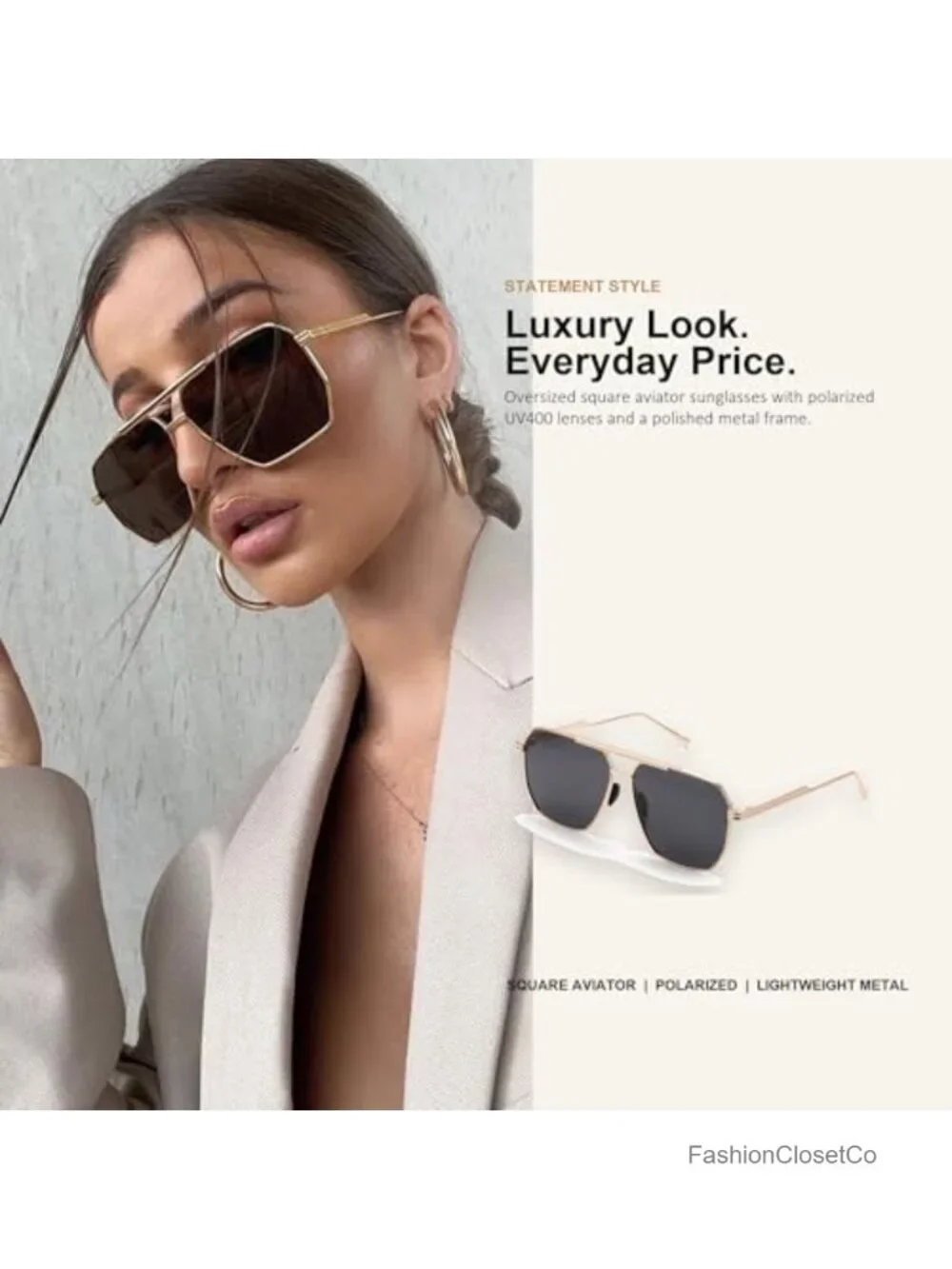 Polarized Aviator Sunglasses Metal Frame UV Protection